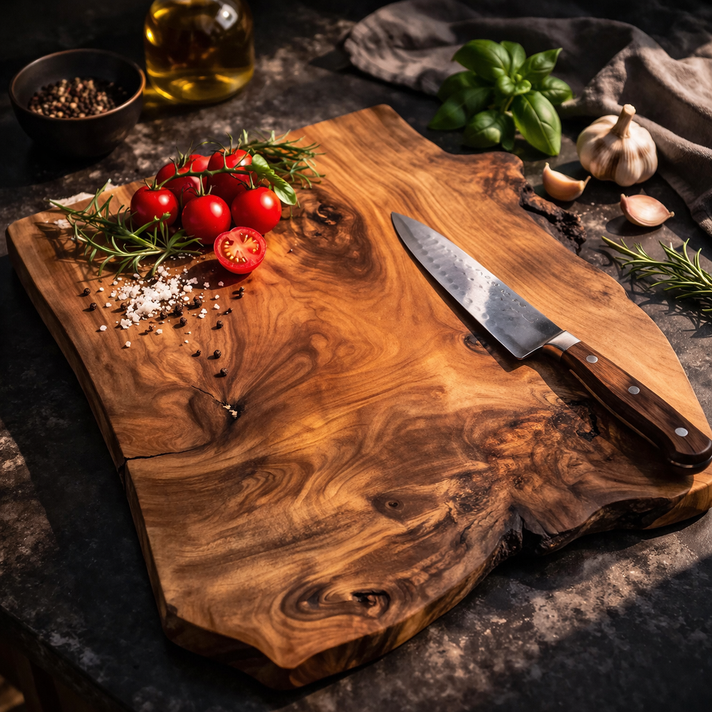 Walnussholz XXL Präsentationsbrett - Handgemacht/Jausenkante Premium Brett Unikat