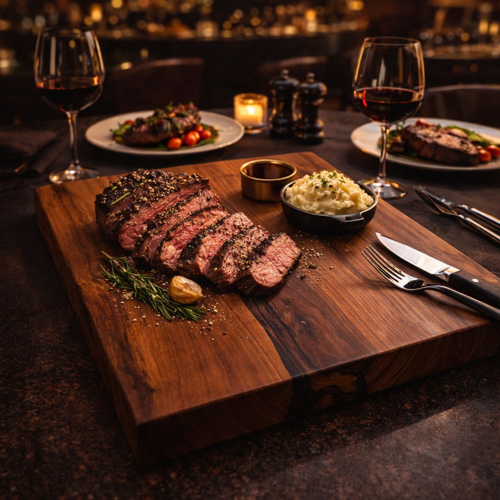 Walnussholz XXL Präsentierplatte rechteckig – Handgemacht/ Jausenkante Premium Brett Unikat