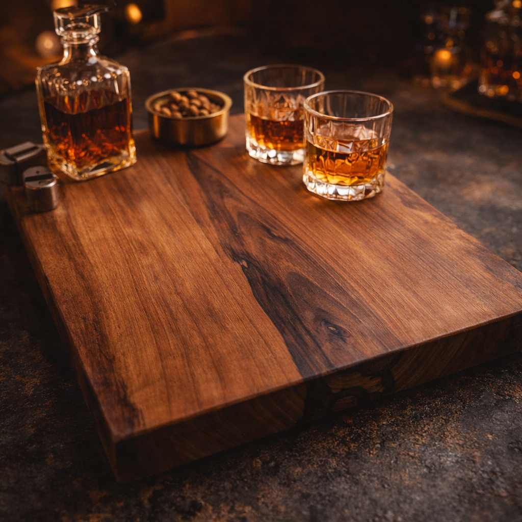 Walnussholz XXL Präsentierplatte rechteckig – Handgemacht/ Jausenkante Premium Brett Unikat